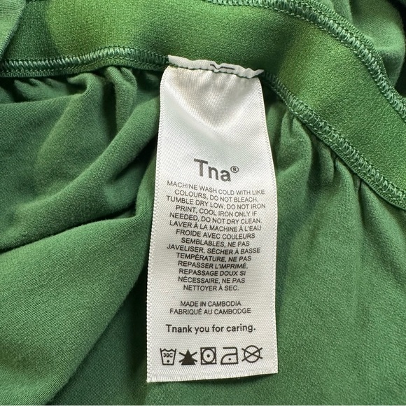 Aritzia TNA Chill Bodycon Malibu Olive Green Ruched Mini Dress - Picture 11 of 13